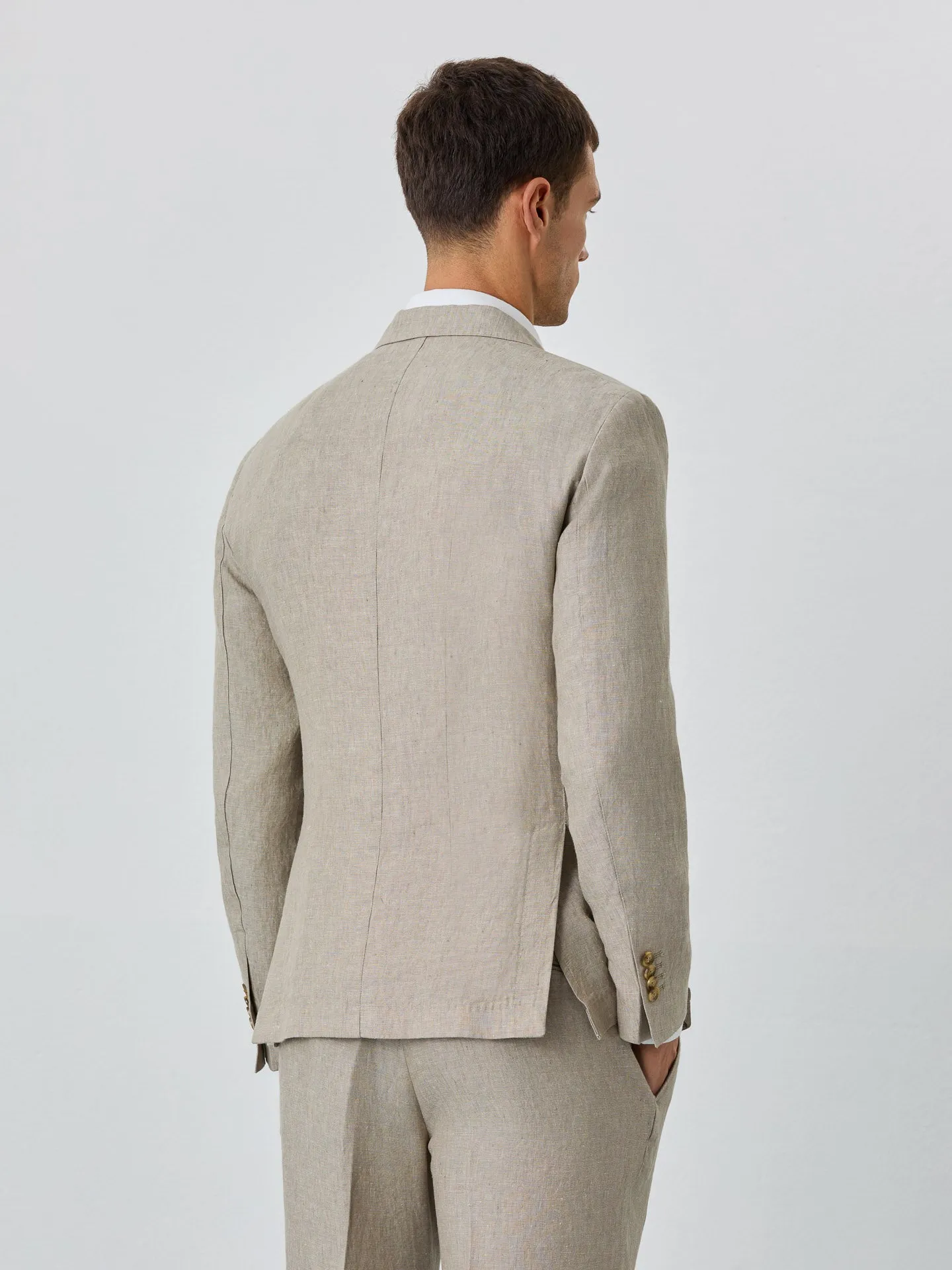 Premium Blazer With Patch Pockets And Special Pin In Linen