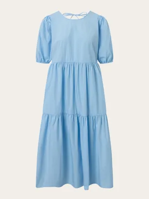 Puff sleeve poplin dress - Airy Blue