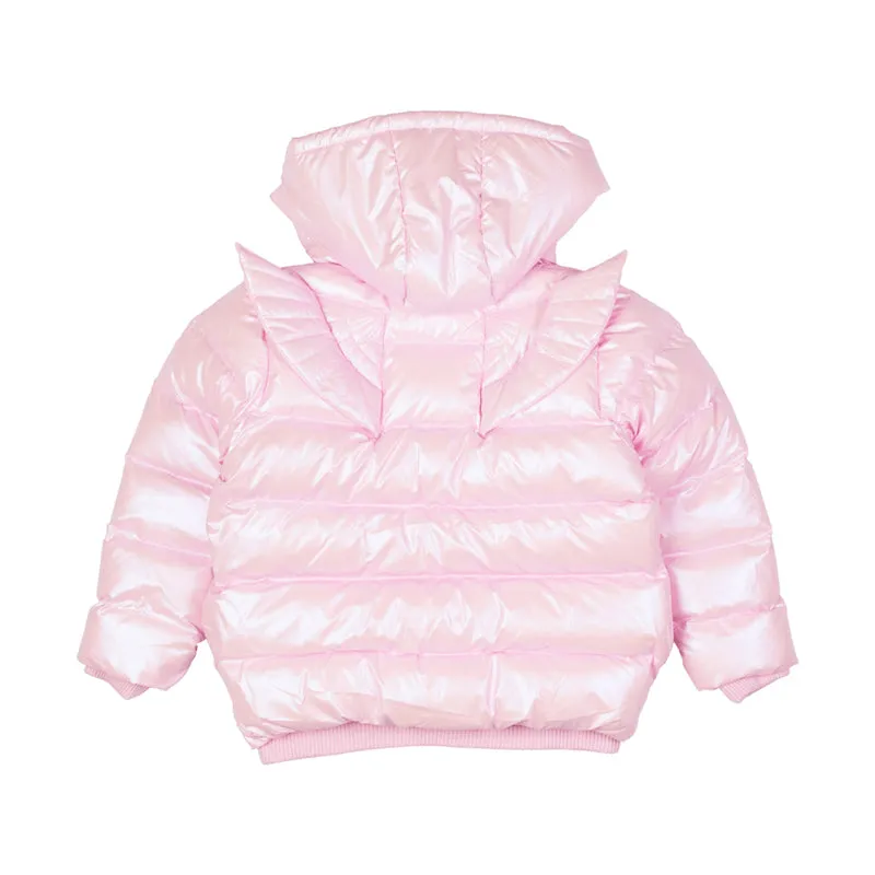 Rock Your Kid Pink Metallic Fairy Wings Hooded Padded Jacket With Lining