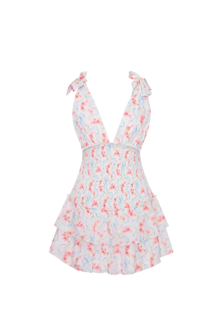 Rossi Cotton Floral Smocked Mini Dress