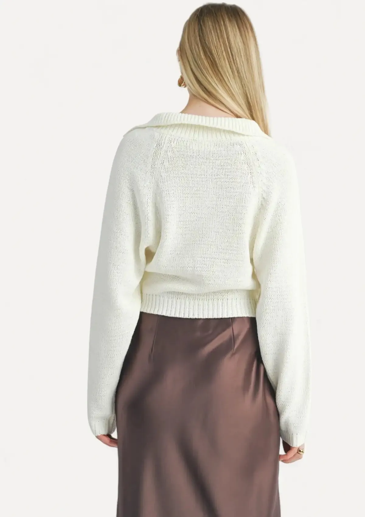 Scarlet Collared Long Sleeve Sweater - Ivory