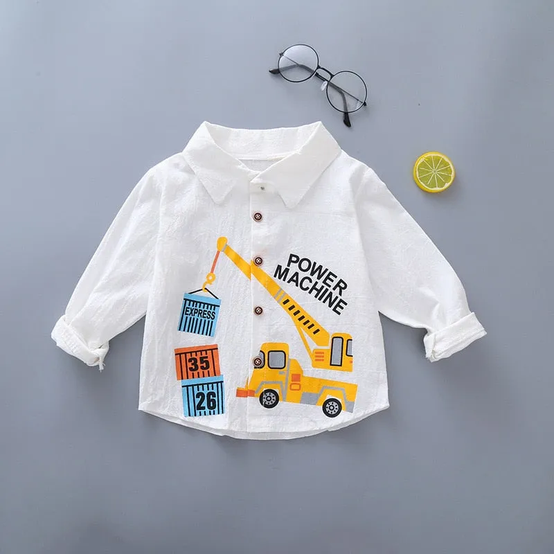 Shirts for Boys Long Sleeve Striped Print Shirts Kids Tops Shirts.