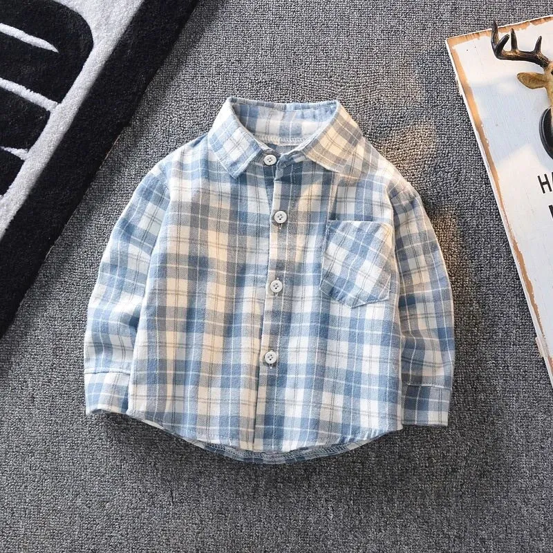 Shirts for Boys Long Sleeve Striped Print Shirts Kids Tops Shirts.