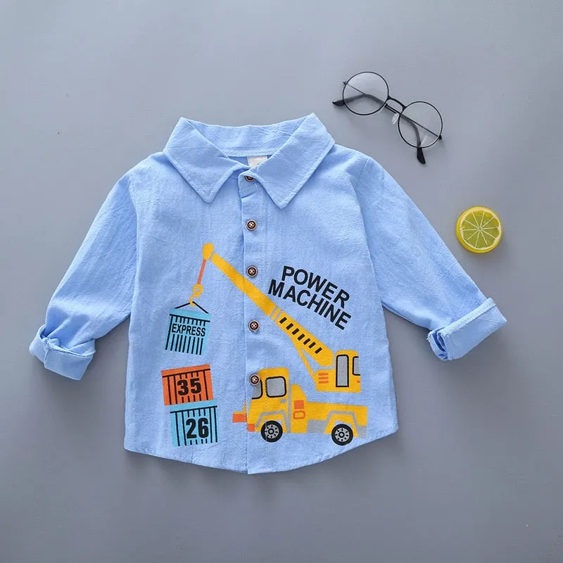 Shirts for Boys Long Sleeve Striped Print Shirts Kids Tops Shirts.