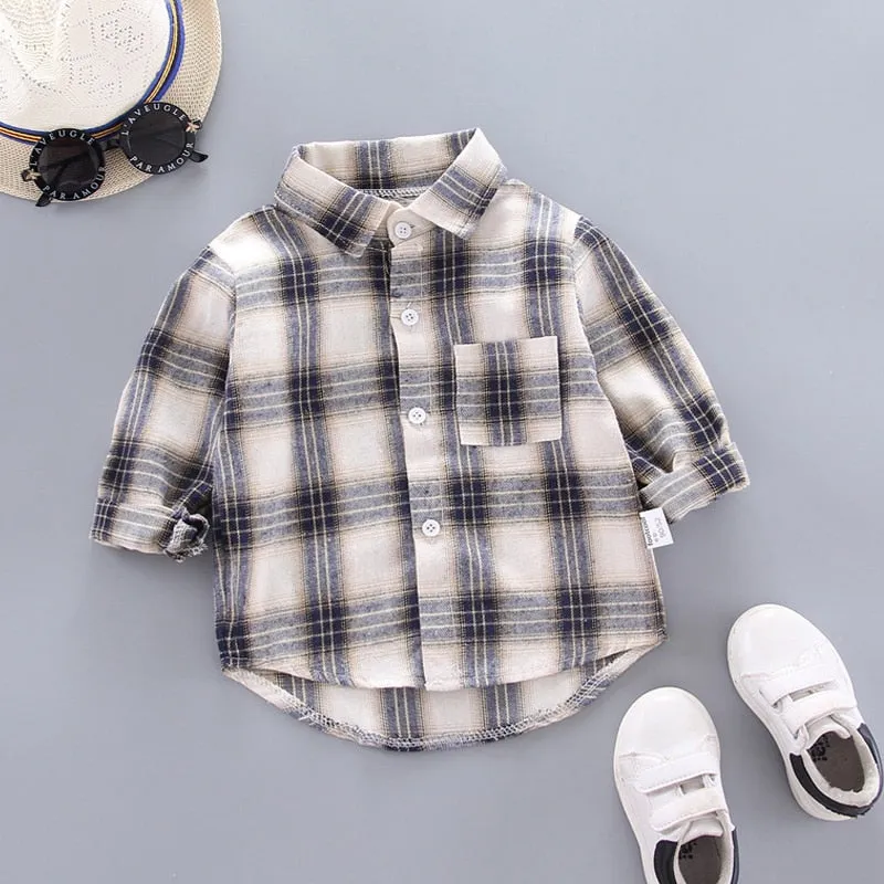 Shirts for Boys Long Sleeve Striped Print Shirts Kids Tops Shirts.