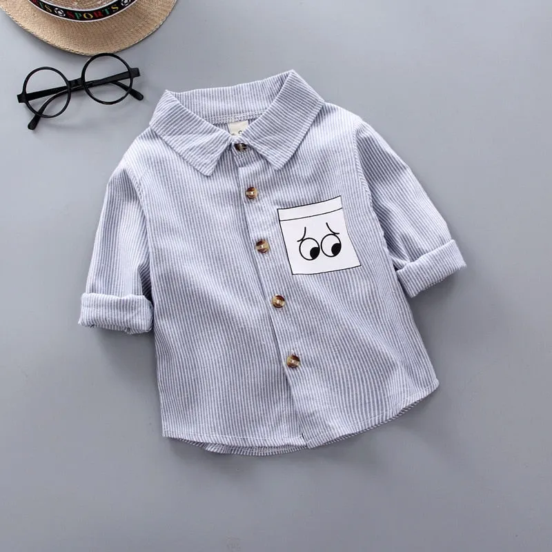 Shirts for Boys Long Sleeve Striped Print Shirts Kids Tops Shirts.