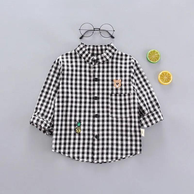 Shirts for Boys Long Sleeve Striped Print Shirts Kids Tops Shirts.