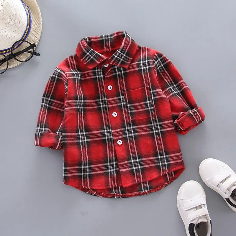 Shirts for Boys Long Sleeve Striped Print Shirts Kids Tops Shirts.