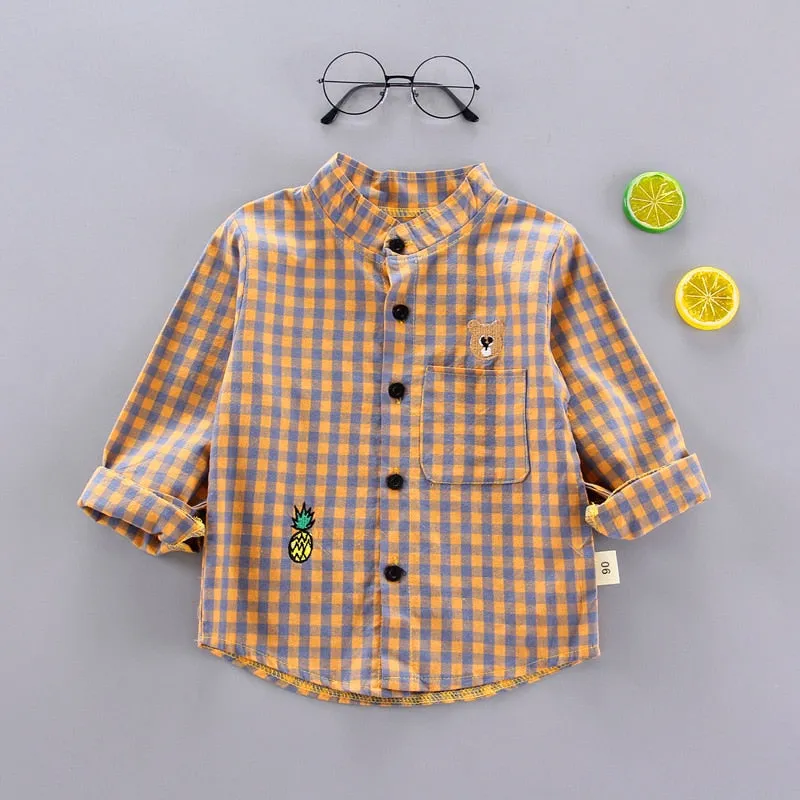 Shirts for Boys Long Sleeve Striped Print Shirts Kids Tops Shirts.