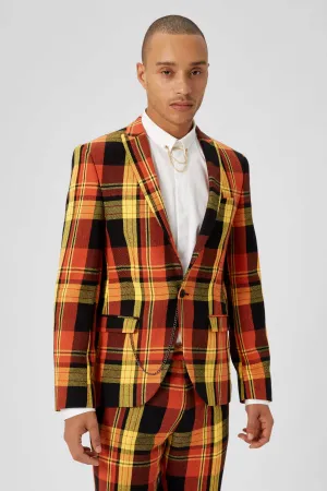 Spendolini Skinny Fit Orange Tartan Cotton Jacket