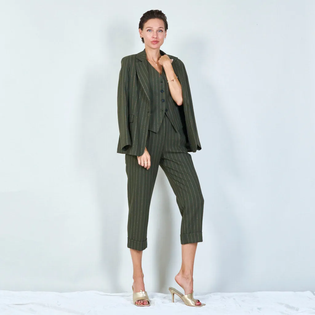 Striped single-button blazer with notch lapel wholesale