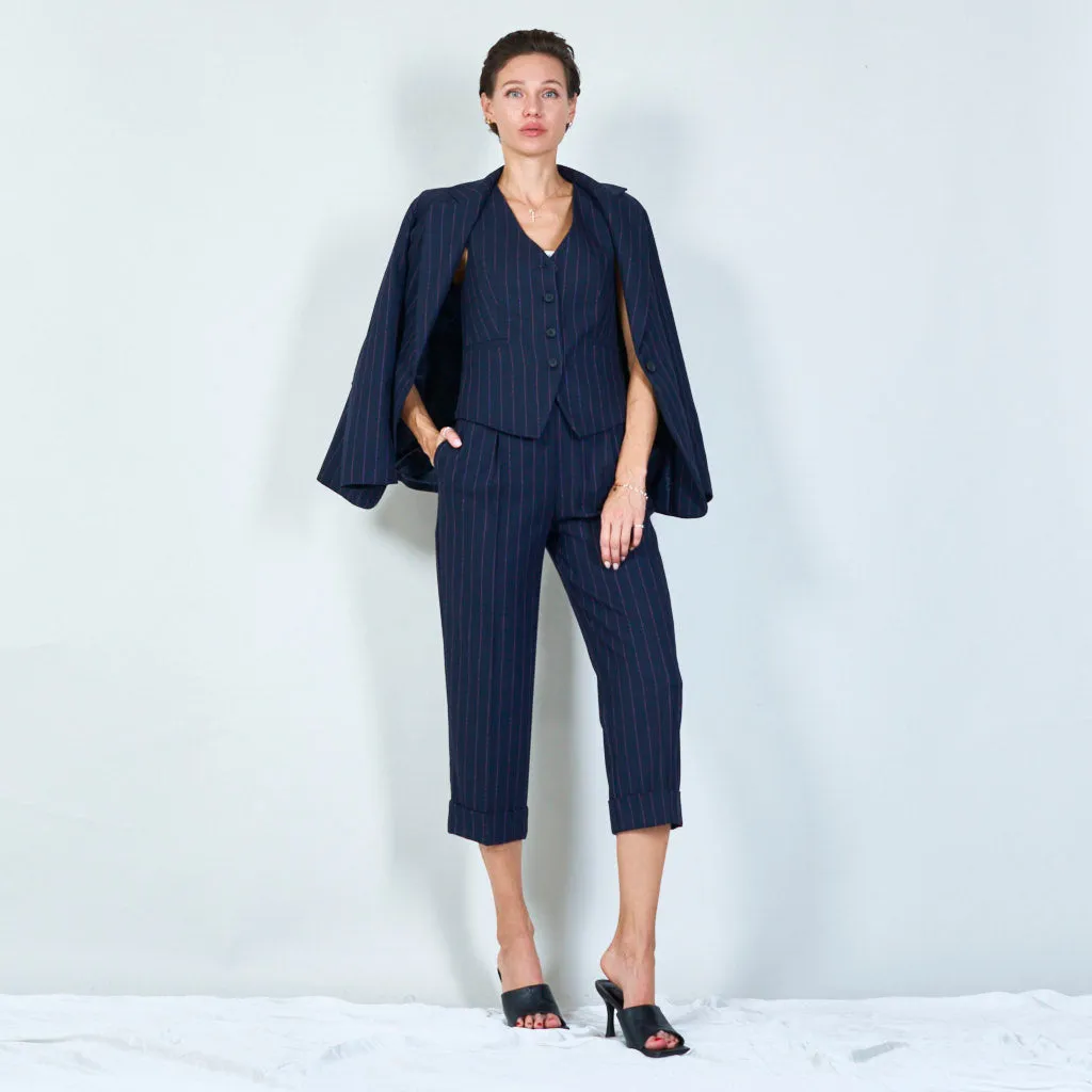 Striped single-button blazer with notch lapel wholesale