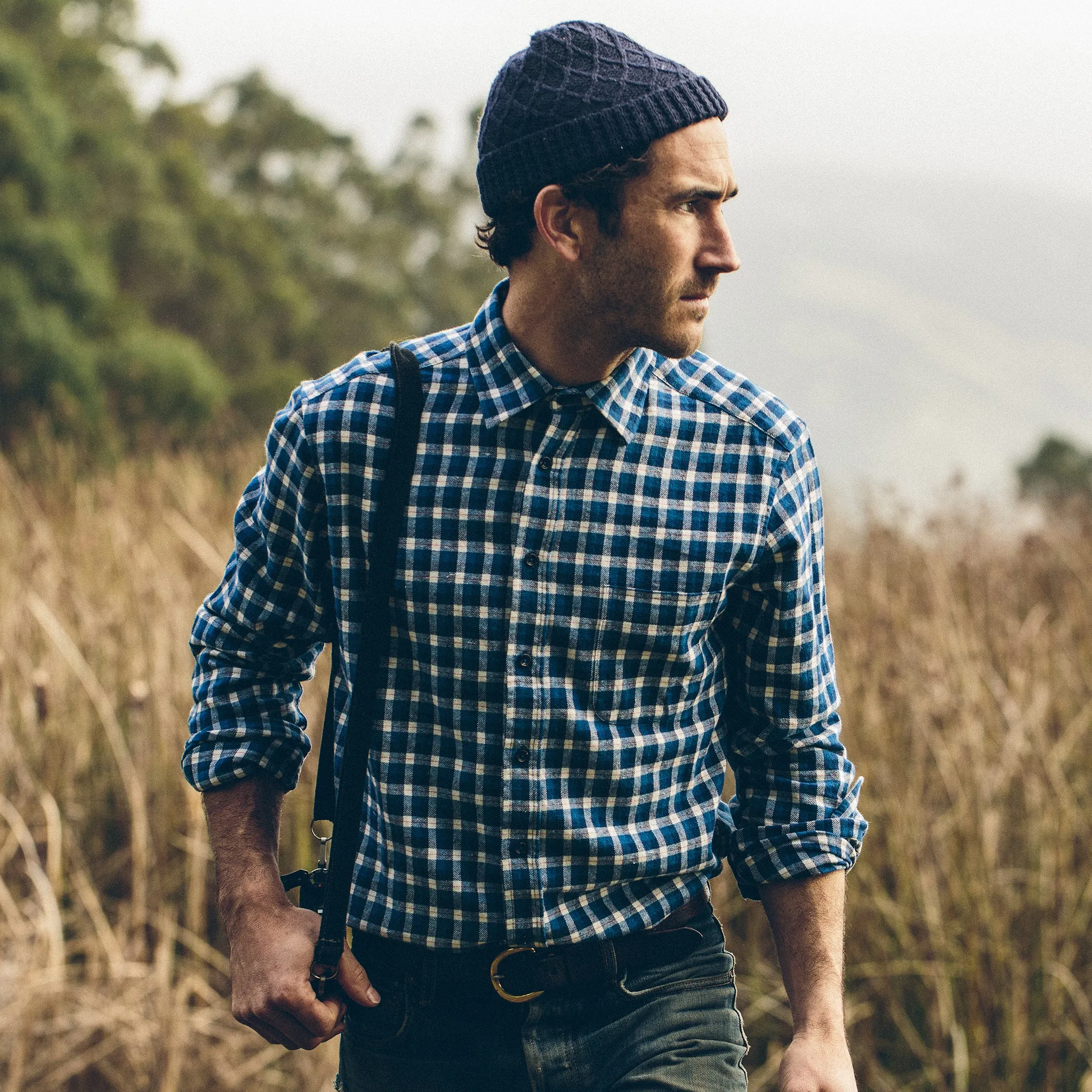 The California in Brushed Navy Plaid