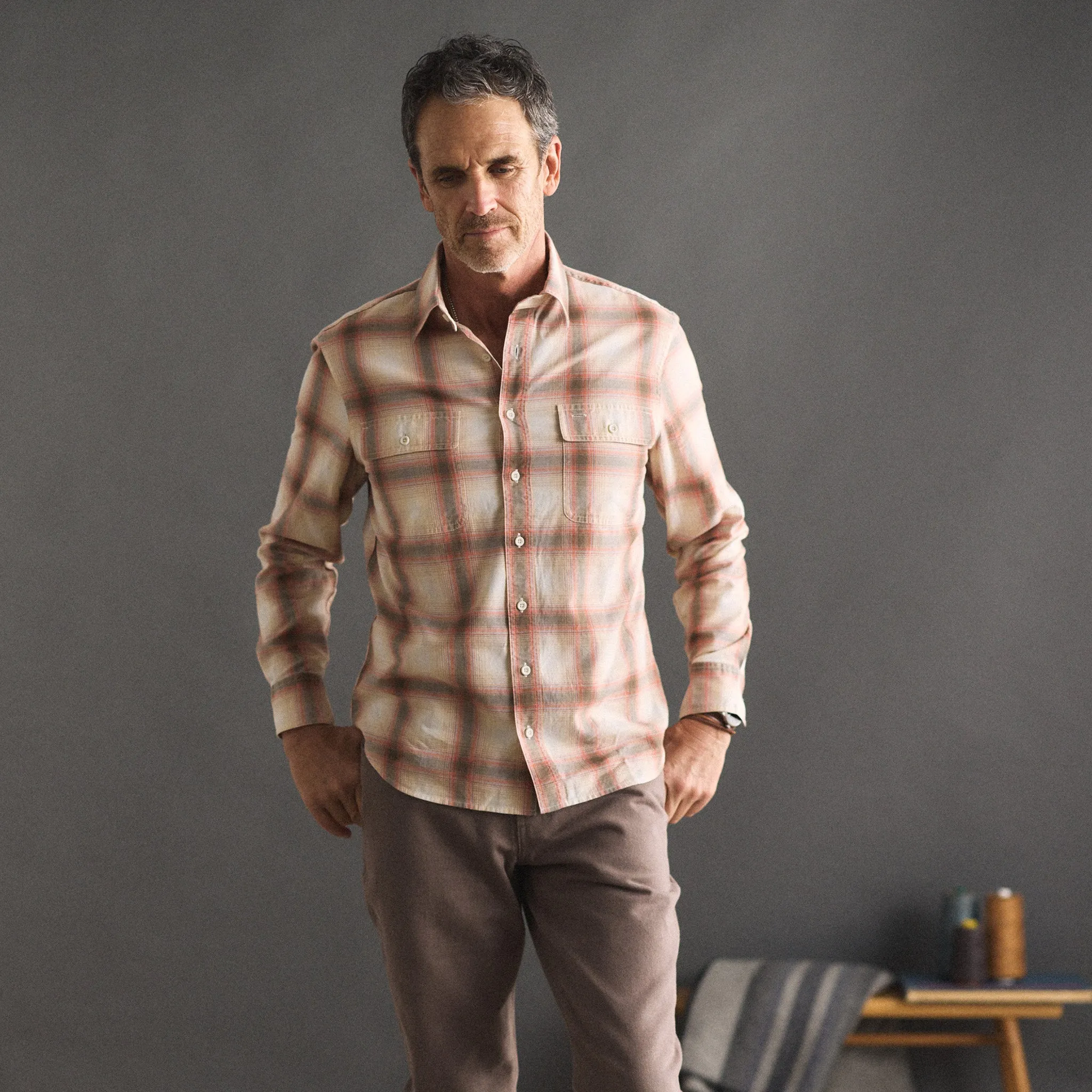 The Craftsman Shirt in Brick Shadow Plaid