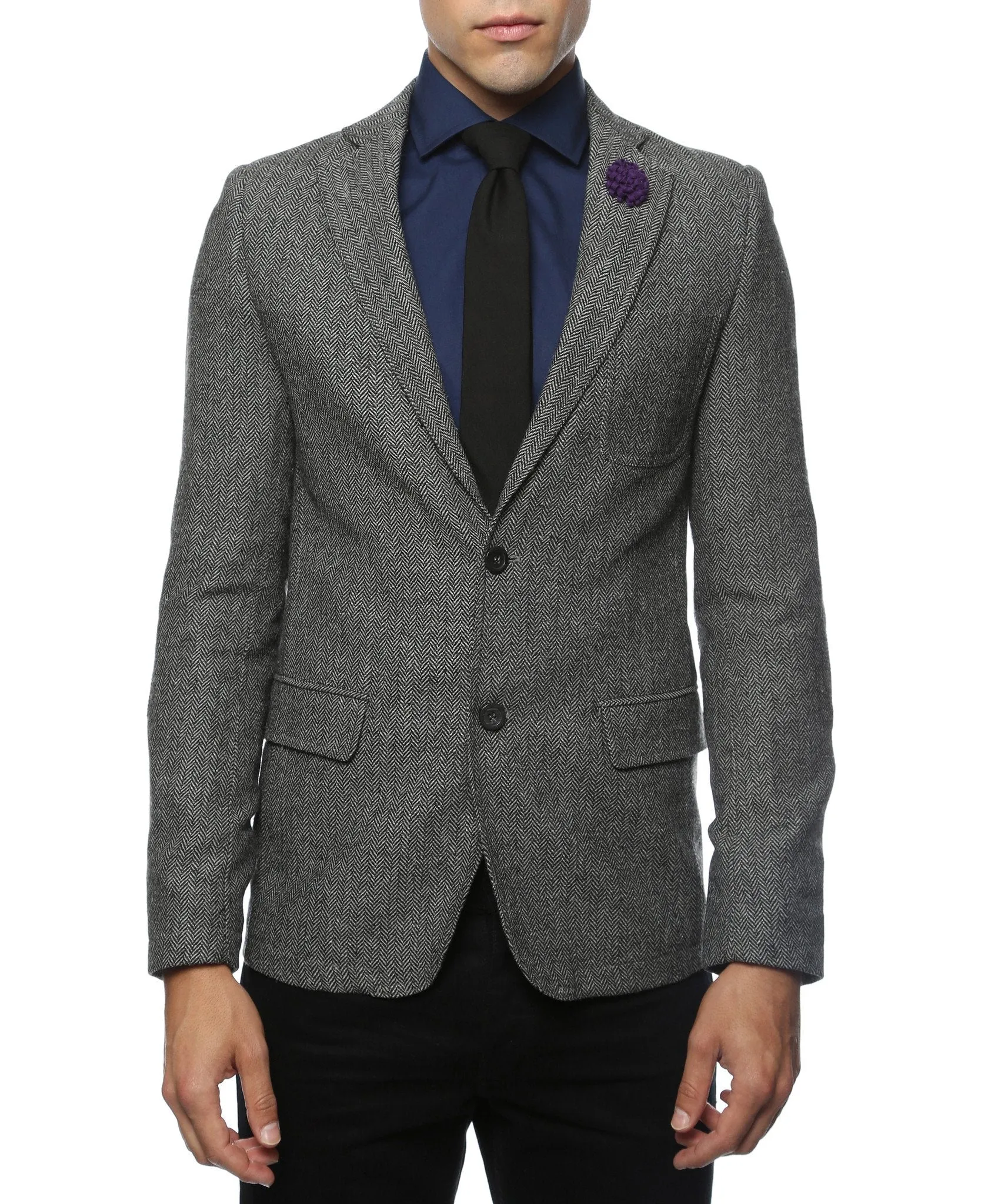 The Hardy Grey Herringbone Super Slim Fit Mens Blazer