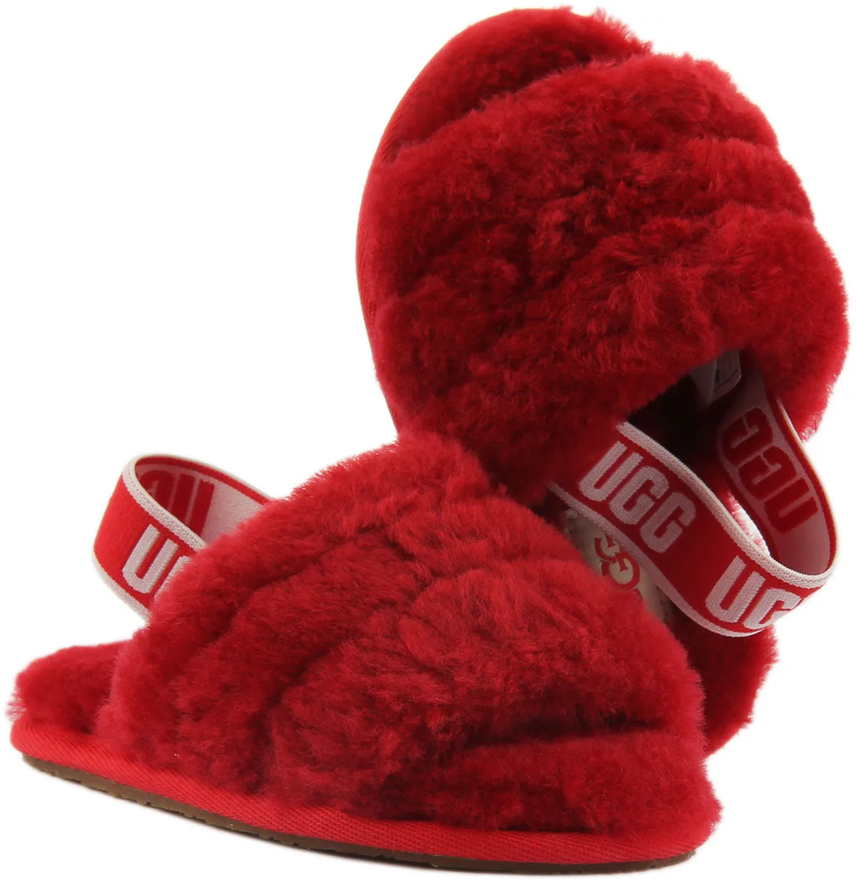 Ugg Australia Fluff Yeah Slippers In Red For Infants