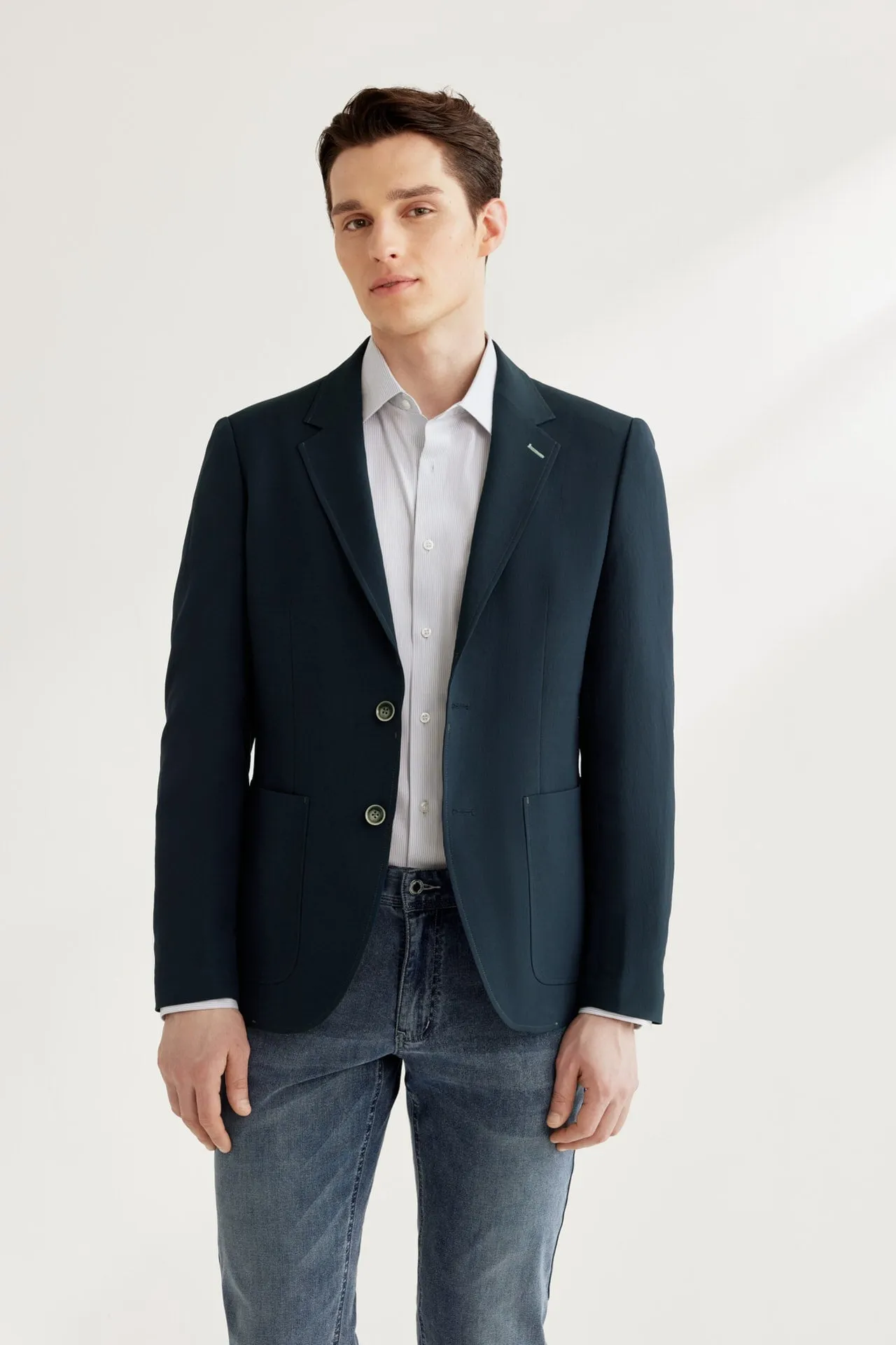 Water-Repellent Crinkle Effect Blazer in Relaxed Fit