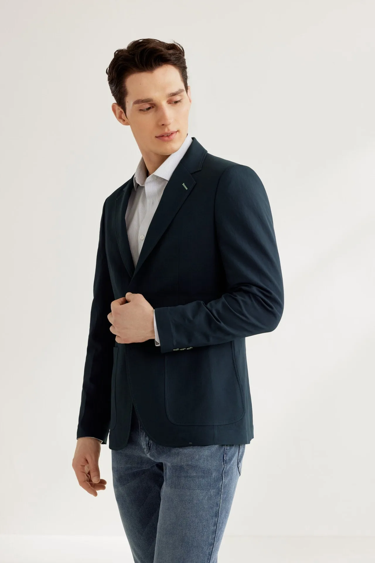 Water-Repellent Crinkle Effect Blazer in Relaxed Fit