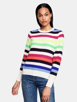 White   Warren - Bold Stripe Sweatshirt in Neon Combo