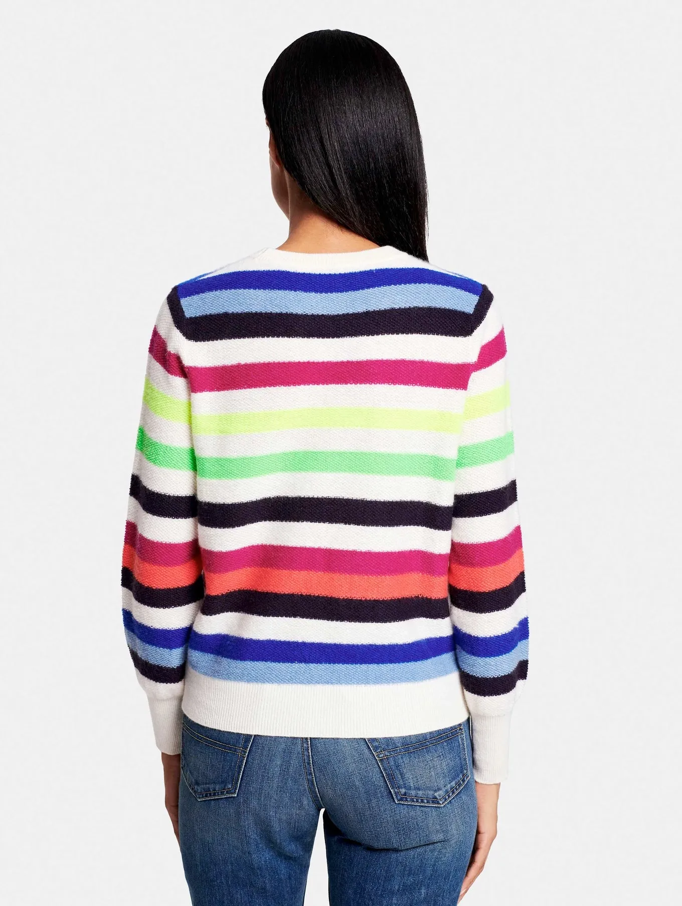 White   Warren - Bold Stripe Sweatshirt in Neon Combo