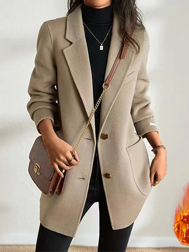 Women's Wool Blend Winter Long Blazer