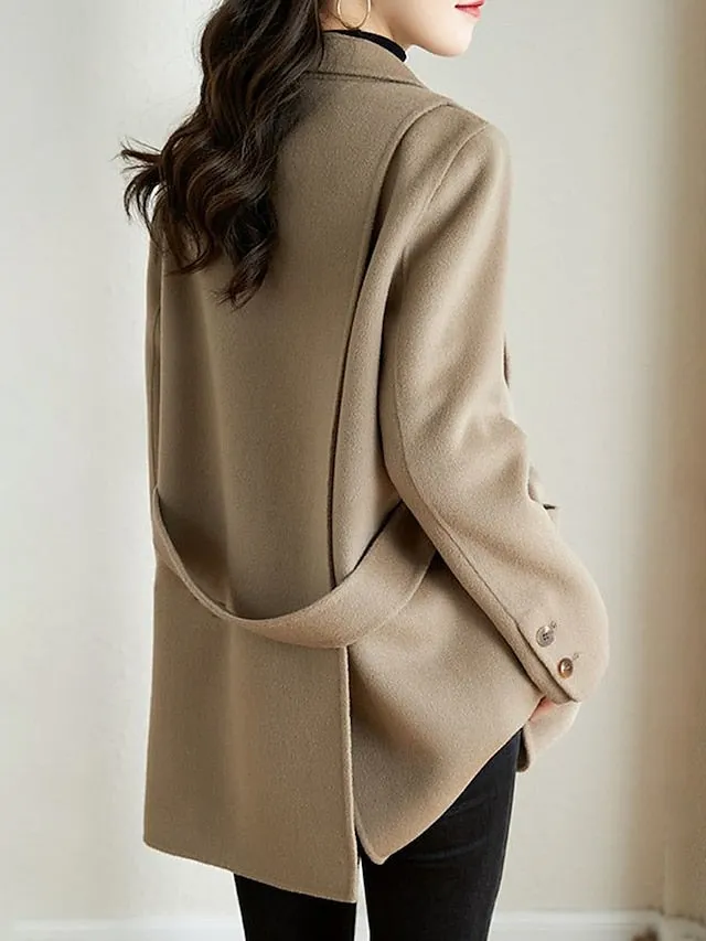 Women's Wool Blend Winter Long Blazer