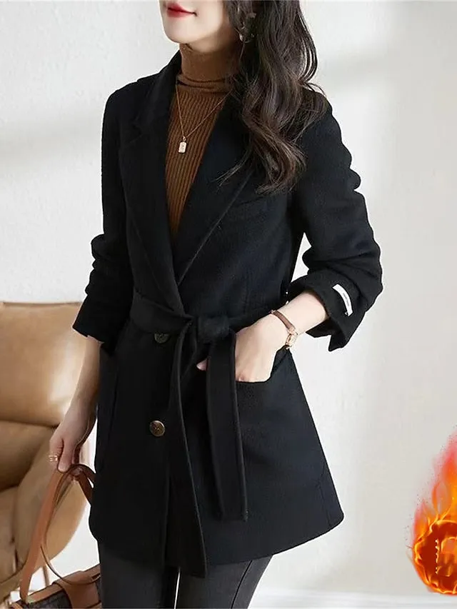 Women's Wool Blend Winter Long Blazer