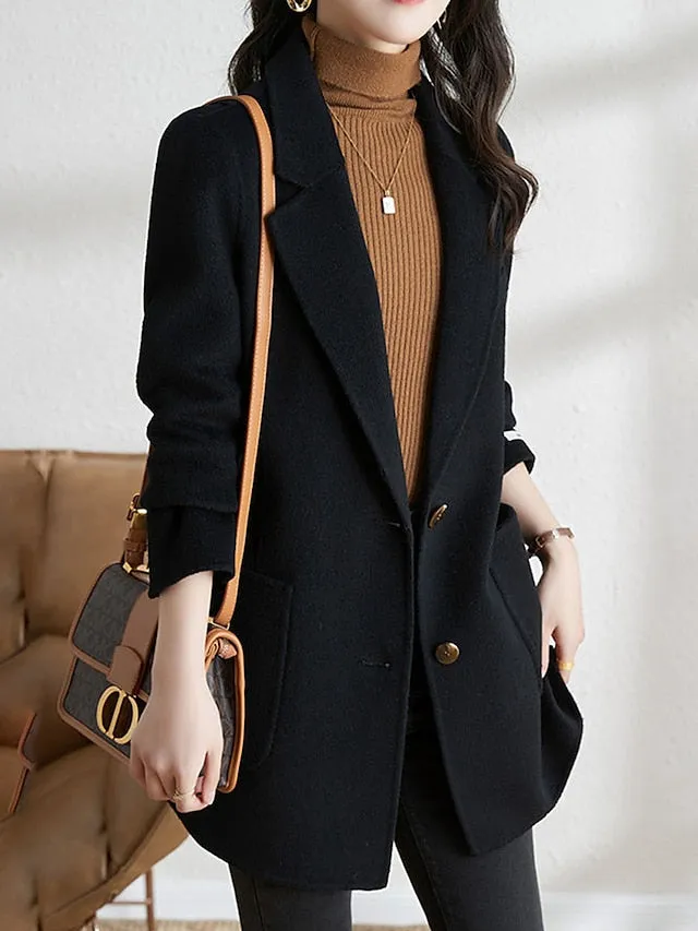 Women's Wool Blend Winter Long Blazer