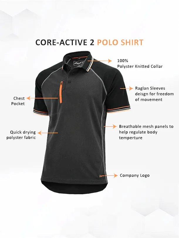 WrightFits Core-Active 2-Tone Men Work Polo T Shirt -CA